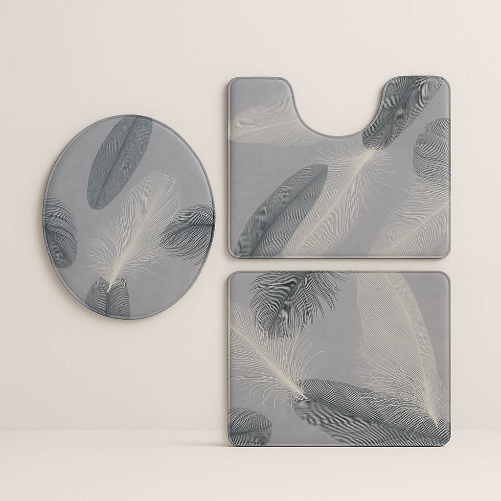 Feather Print 3-Piece Door Mat Set