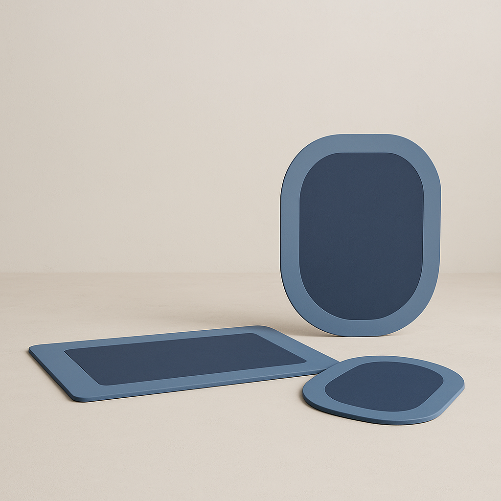 Blue 3-Piece Door Mat Set
