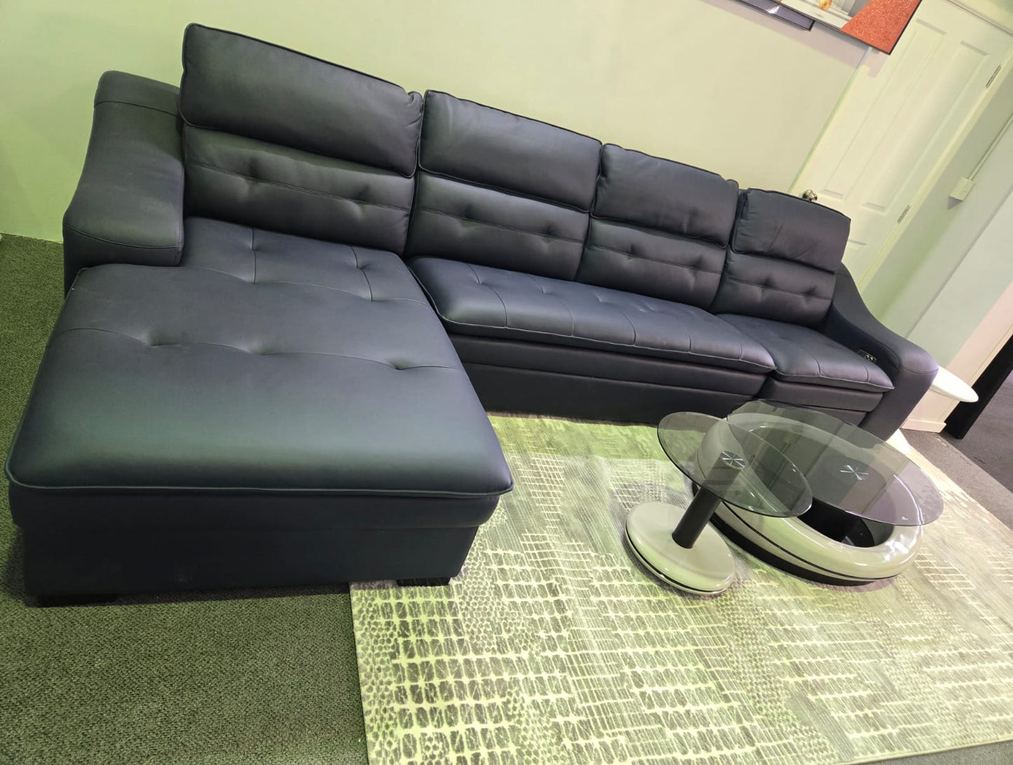 Nevy Blue Full Leather Couch