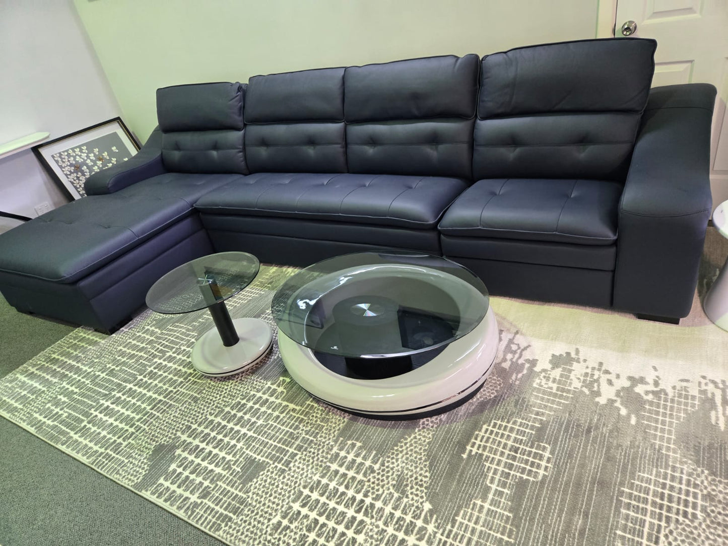 Nevy Blue Full Leather Couch