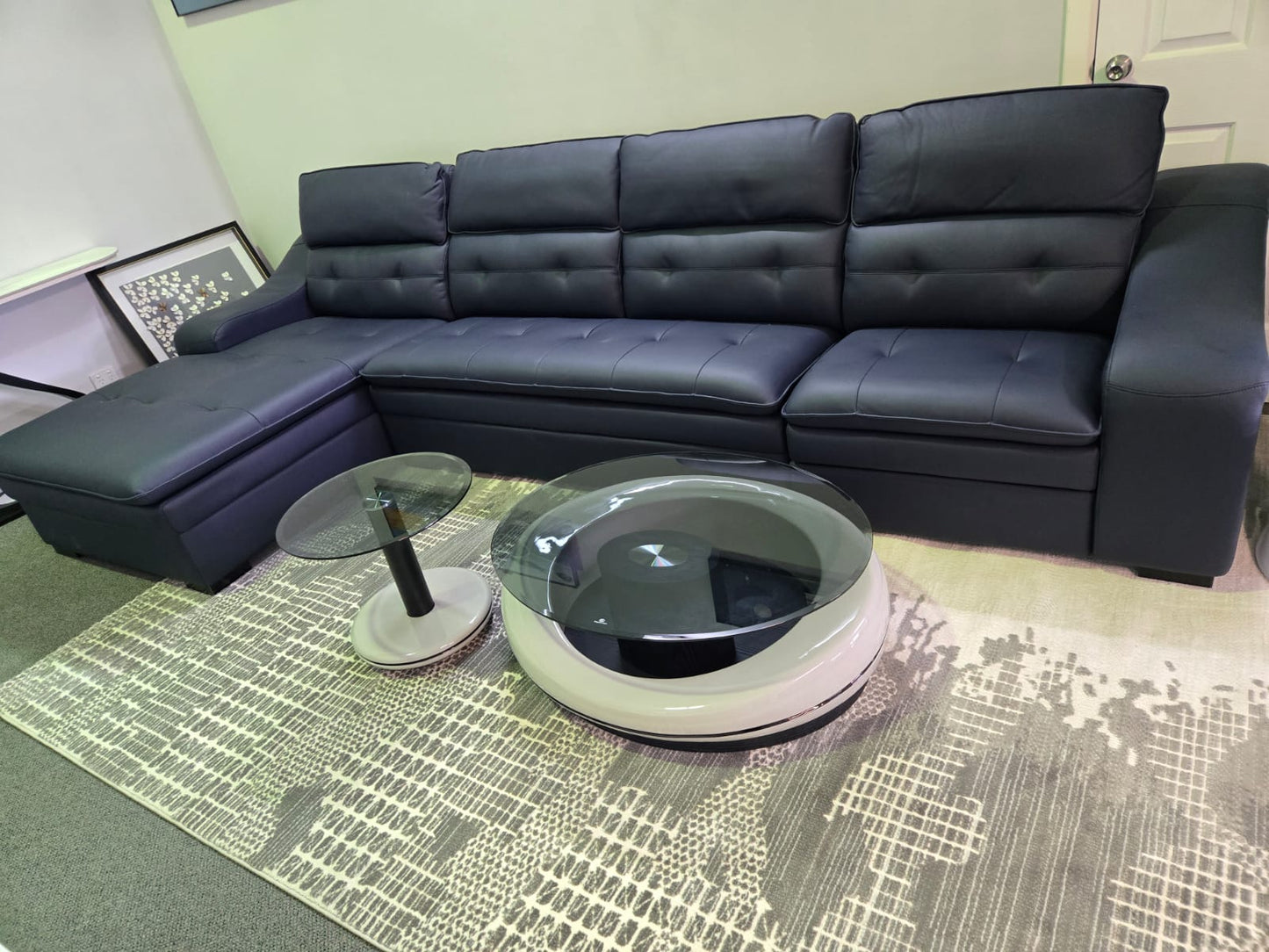 Nevy Blue Full Leather Couch